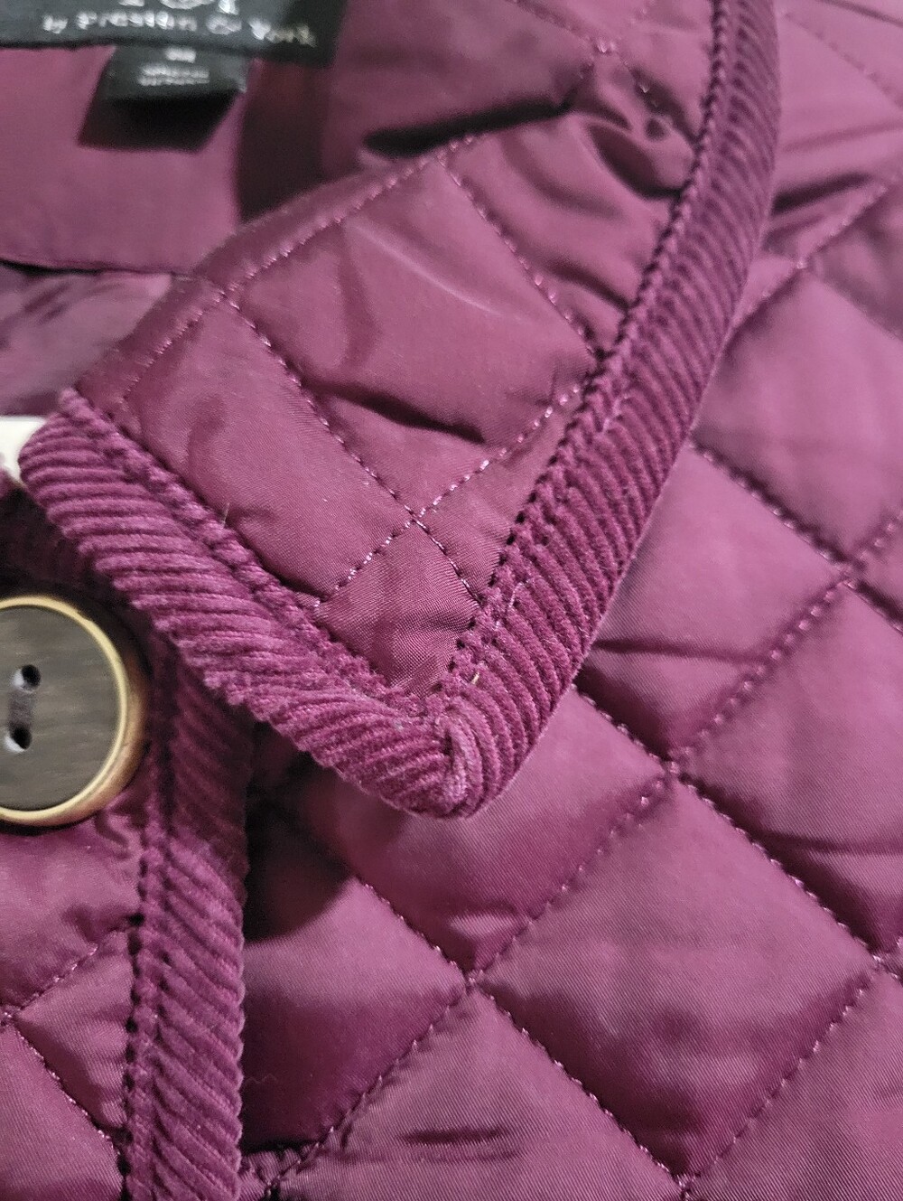 Preston & York Dark Magenta Quilted Long Sleeve Jacket Size M Lightweight Fitted - Picture 11 of 14